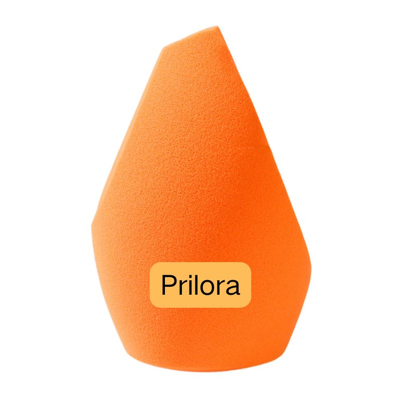 Éponge à maquillage ergonomique orange vif avec prise en main contournée et pointe inclinée pour un fondu parfait du fond de teint. Sans latex, mousse à haute densité. Approvisionnement direct d’un fabricant certifié d’éponges cosmétiques.