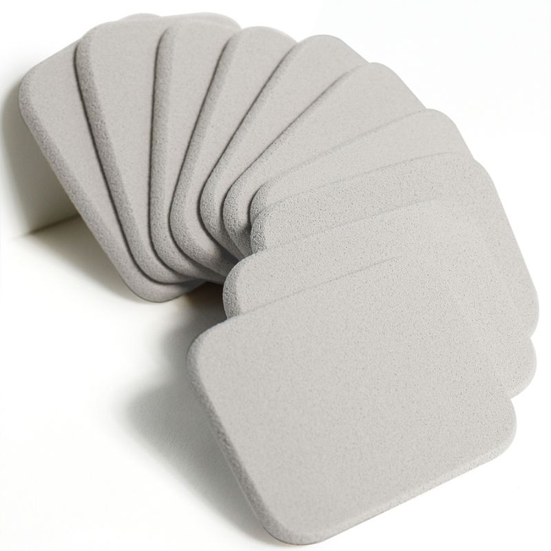 poudrier compact à finition velours premium beige pour poudres pressées de luxe. Zéro perte de fibres et grande durabilité au lavage — idéal pour les partenariats de marque privée de prestige